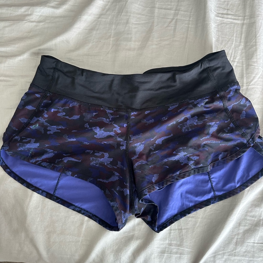 Women's Lululemon Purple and Black Camouflage Shorts